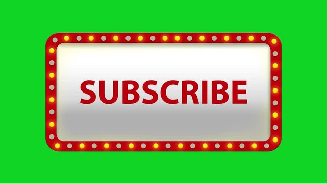 Subscribe button animation light bulb frame, subscribe button animation on green screen