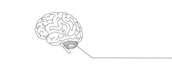 Brain continuous one line drawing. Human brain design in one line style. vector illustration.