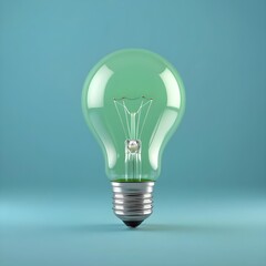 Green Light Bulb on Teal Background