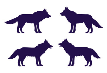 Set of a wolf silhouette vector