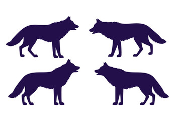 Wolf silhouette collection vector design isolated 