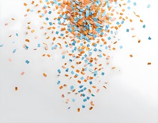 Colorful Confetti Falling on White Background