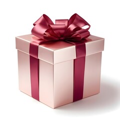 Obraz premium Pink Gift Box with Burgundy Ribbon