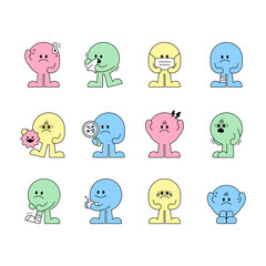 Sickness and Symptom Character Illustrations . Cold, Pain, Depression, Virus