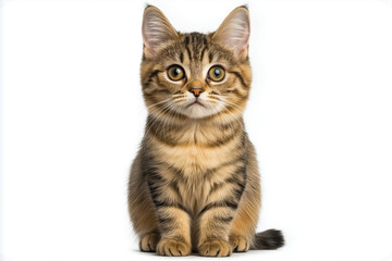 Obraz premium An Oriental Shorthair cat with large ears and a sleek coat sitting attentively against a white background