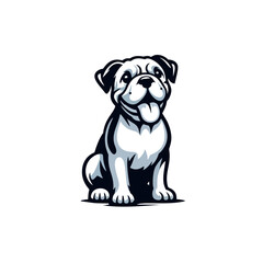 Happy Bulldog Logo Dog Sitting With Tongue Out
