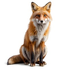 Fototapeta premium Red Fox Sitting Isolated on White Background