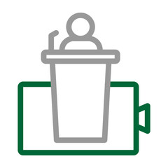 Video Lecture Vector Line Dark Green Grey Icon Design