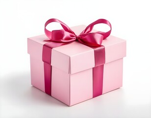Obraz premium Pink Gift Box with Burgundy Ribbon