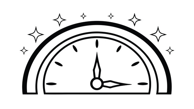 Striking Clock Outline With Sparkles For New Year Celebrations And Timely Reminders Minimalist Design