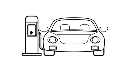 Electric Vehicle Charging Station Outline Design For Eco Friendly Transportation Concept