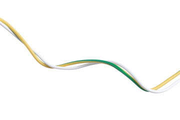 Two colorful electrical wires isolated on white