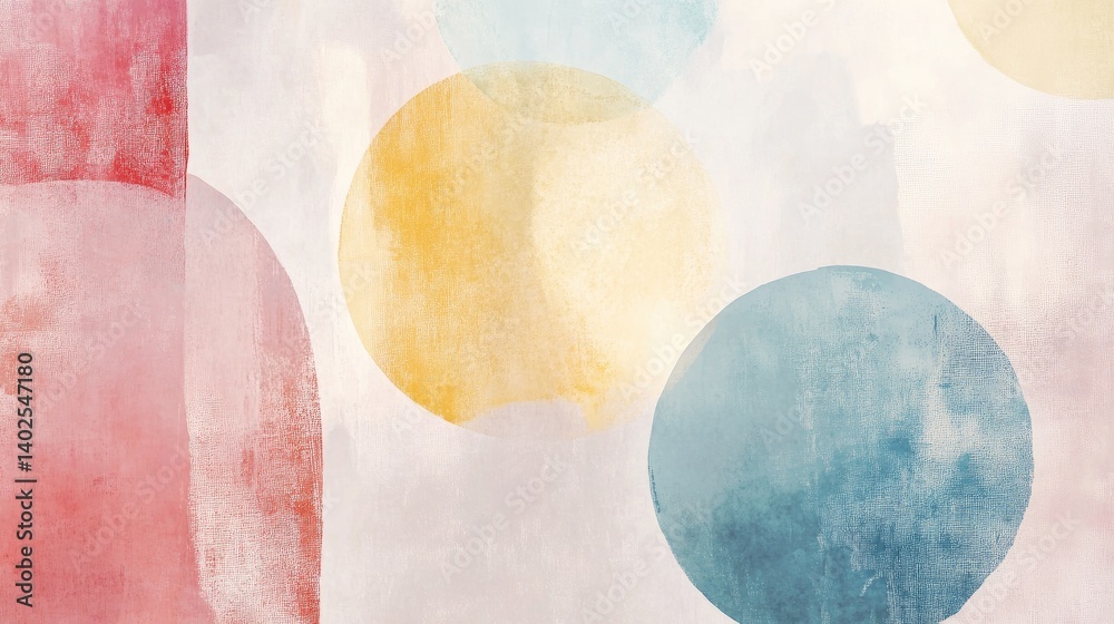 Wall mural abstract colorful circles on soft textured background design