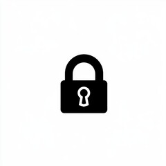 Simple lock icon.  A black silhouette of a padlock, signifying security and protection