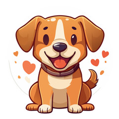 Cute puppy dog sitting and smiling, showing love and affection