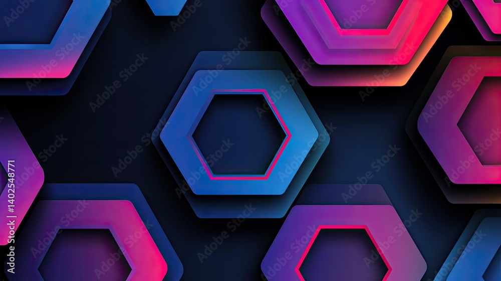 Wall mural an innovative abstract background showcasing hexagonal shapes with gradient colors, embodying modern