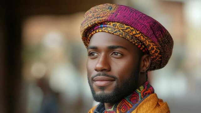 Cultural Portrait: A dignified individual, adorned in traditional cultural attire, embodies the essence of cultural heritage, evoking a sense of history and pride.
