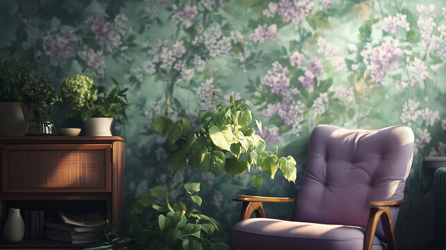 old fashioned chair,"A perfect blend of comfort and greenery