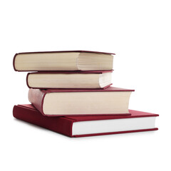 Stack of hardcover books isolated on white