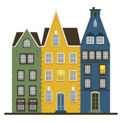 Fototapeta premium Scandinavian colorful houses. Vector image