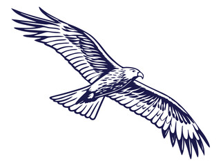 Flying Eagle Silhouette Vector – Majestic Bird Soaring Isolated Graphic for Nature and Wildlife Design