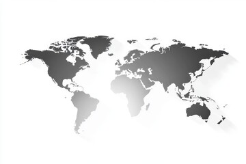 Fototapeta premium World map, simple, grayscale