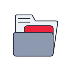 Obraz premium Folder icon with documents in flat style 
