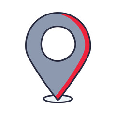 Location pin icon in modern design, gray and red colors  