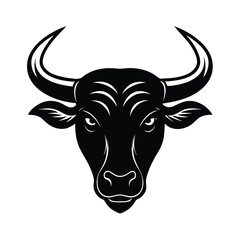 minotaur head bull horns vector art silhouette