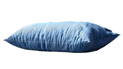 Light blue pillow isolated on transparent background for comfortable sleep