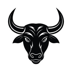 minotaur head bull horns vector art silhouette