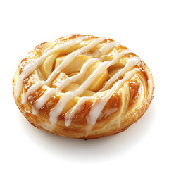 Fototapeta premium A freshly baked apple danish with a golden flaky crust, soft filling, and a drizzle of sweet icing