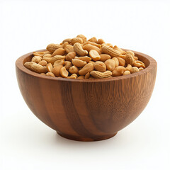 bowl of peanuts with brown bowl says peanuts healthy delicious concept.