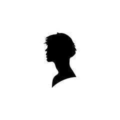Black silhouette of man head portrait in profile