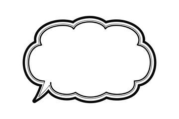 A simple, empty, black outline speech bubble. Cloudlike shape with a double border. Perfect for adding text, dialogue, or thoughts in comics or designs.