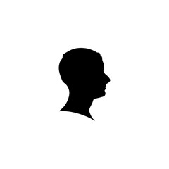 Black silhouette of man head portrait in profile