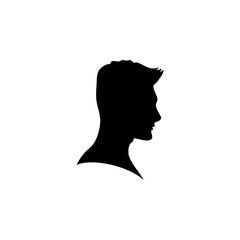 Black silhouette of man head portrait in profile