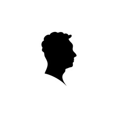 Black silhouette of man head portrait in profile