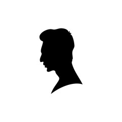 Black silhouette of man head portrait in profile