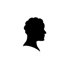 Black silhouette of man head portrait in profile