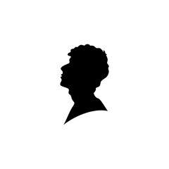 Black silhouette of man head portrait in profile