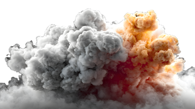 Realistic explosion smoke effect with transparent background
