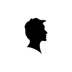 Black silhouette of man head portrait in profile