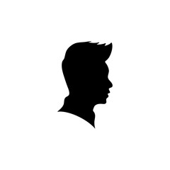 Black silhouette of man head portrait in profile