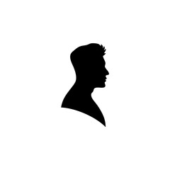 Black silhouette of man head portrait in profile