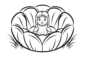 Cute Little Girl Sitting Inside a Giant Crocus Flower