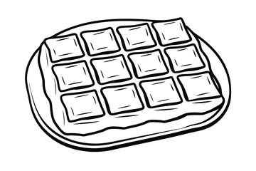 Delicious Crispy Waffle on a Plate, Breakfast Treat, Grid Pattern