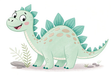 Naklejka premium Cute stegosaurus cartoon with white background