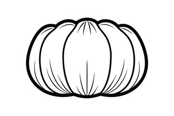 Simple Line Drawing of a Classic Autumn Pumpkin