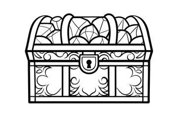 Ornate Treasure Chest Filled with Sparkling Gems and Jewels